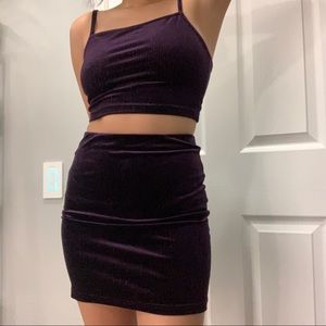 Purple Crop Top and Skirt Clubbing/Party Set